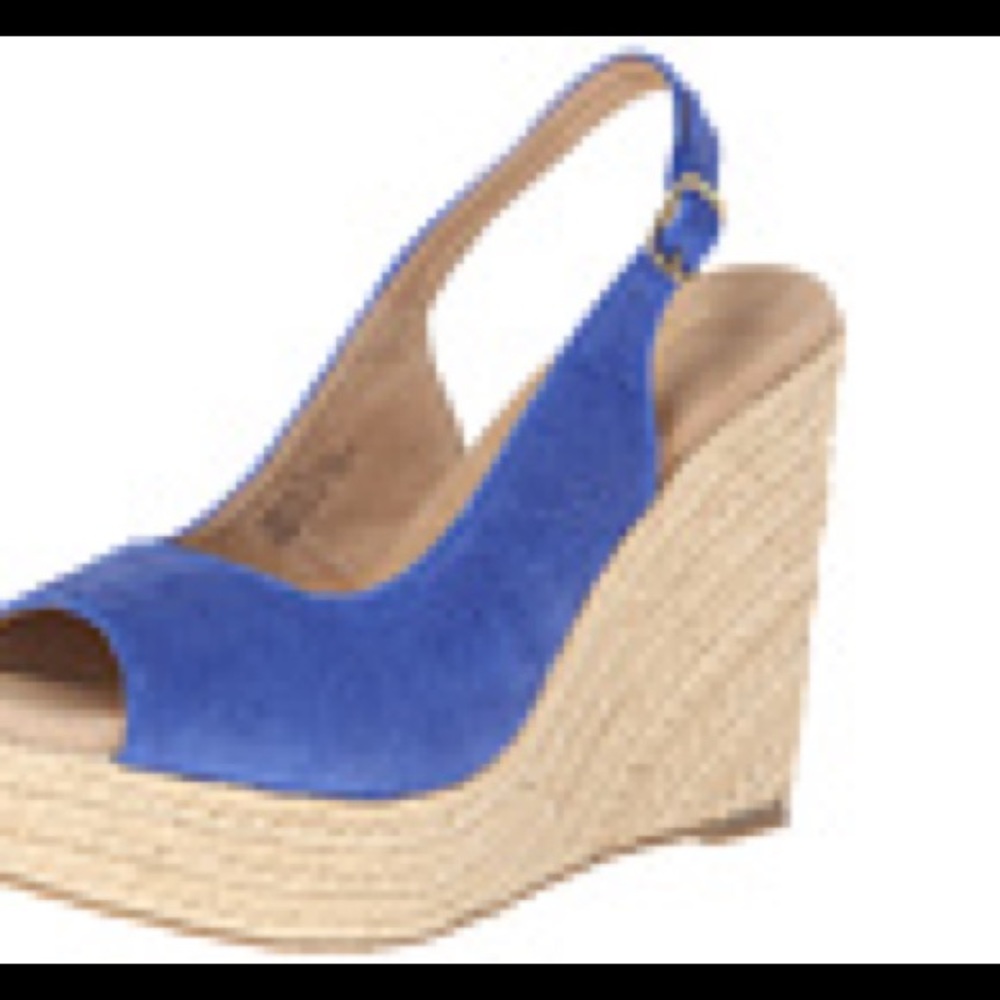 Volatile Fifi blue leather upper wedge  size 8m.